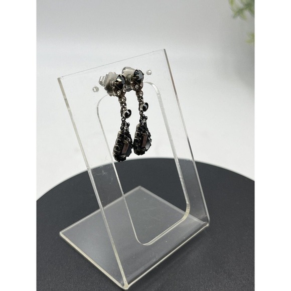 Sorrelli Beautiful‎ Vintage Black Crystal Silver Tone Dangle Earrings - Picture 6 of 15